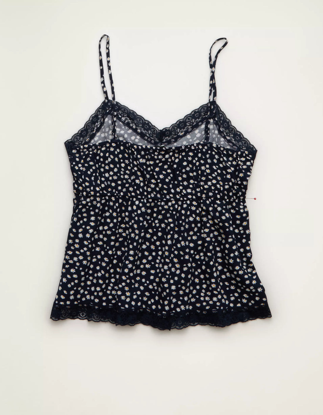 Lace‑Trim Adjustable Strap Cami Crop Top With Gathered Waist Detail