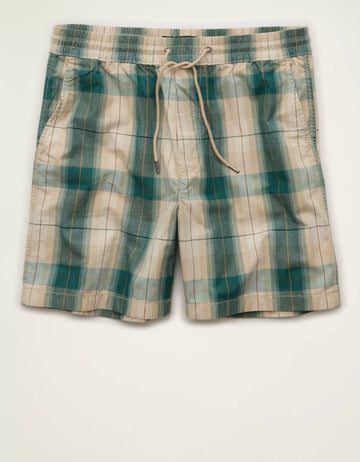 Vintage Washed Drawstring Pull‑On Men's Shorts With Stretch Mobility